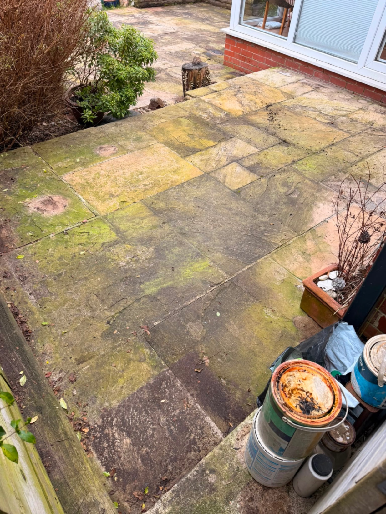 Sandstone Patio Jet Wash - Before